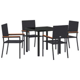 Garden Dining Set with Cushion 5 pcs Black Poly Rattan 3379703