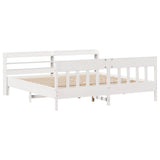 Bed Frame without Mattress White 200x200 cm Solid Wood Pine 3306994