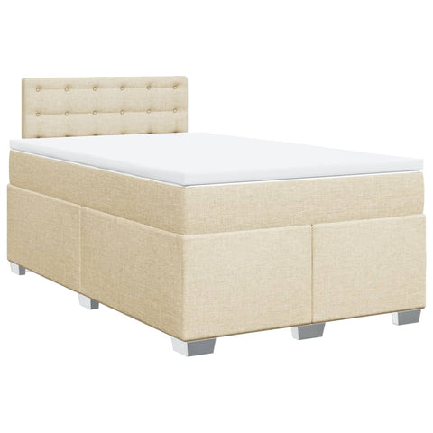 Box Spring Bed with Mattress Cream 120x190 cm Fabric 3285846