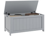 Storage Chest, Modern Storage Trunk with 2 Safety Hinges and Cut-out Handles, Wooden Toy Box for T3398P341302