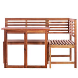Table And Bench Set Brown Solid acacia wood Medium Foldable 44038