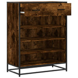 Shoe Cabinet Smoked Oak 75x38x97.5 cm Engineered Wood and Metal 3300877