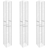 Gabion Baskets 3 pcs Galvanised Steel 25x25x197 cm 145088