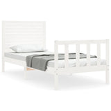 Bed Frame without Mattress White Single Solid Wood Pine 3193172