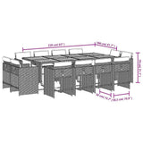 13 Piece Garden Dining Set with Cushions Beige Poly Rattan 3211228