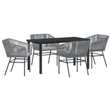 Garden Dining Set with Cushion 5 pcs Grey Powder-Coated Steel 3380934