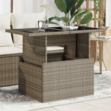 Garden Table with Glass Top Grey 100x55x73 cm Poly Rattan 366121