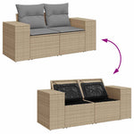 ZNTS 9 Piece Garden Sofa Set with Cushions Beige Poly Rattan Acacia 3327412