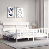 Bed Frame without Mattress White Super King Size Solid Wood Pine 3193287