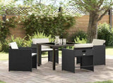Garden Dining Set 5 pcs Black Poly Rattan 3380685