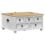 Storage box with Drawer White 90 x78 x 45 cm Solid Pine Wood 42024938