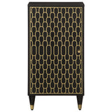Side Cabinet Black Solid mango wood, engineered wood 358344