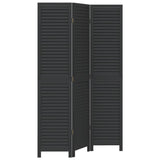 Room Divider 3 Panels Black Solid Wood Paulownia 358846