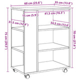 Rolling Cabinet Old Wood 60x35x75 cm Engineered Wood 856656