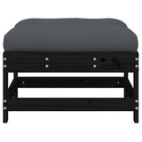 Garden Footstool with Cushion Black Solid Wood Pine 825559