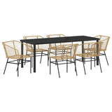 Garden Dining Set 7 pcs Brown Poly Rattan 3380902