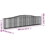 Arched Gabion Baskets 2 pcs 400x30x80/100 cm Galvanised Iron 3145813