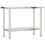 Kitchen Work Table with Overshelf 110x55x120 cm Stainless Steel 3208895