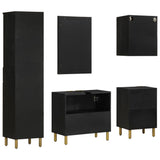5 Piece Bathroom Furniture Set Black Engineered Wood 3309997