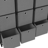 15-Cube Display Shelf with Boxes Black 103x30x175.5 cm Fabric 322619