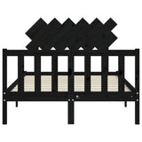 Bed Frame without Mattress Black Double Solid Wood Pine 3193445