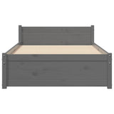 Bed Frame without Mattress Grey Solid Wood 75x190 cm Small Single Small Single 815006