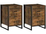 Bedroom Chest of Drawers Set of 2, Industrial 3-Drawer Dresser, Storage Drawers Unit with Metal T3398P378100