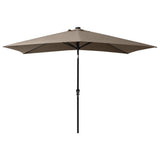 Garden Parasol with LEDs and Steel Pole Taupe 2x3 m 313789