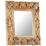 Hand Carved Mirror Brown 50x50 cm Solid Mango Wood 321638