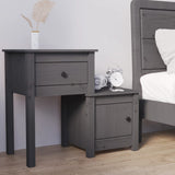 Bedside Cabinet Grey 79.5x38x65.5 cm Solid Wood Pine 814543