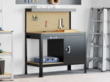 Workbench Black 90 x 49 x 141 cm Engineered Wood and Metal 42020133