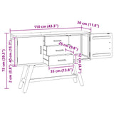 TV Stand with Drawer Natural 110 x 30 x 75 cm Solid Teak Wood 42017954