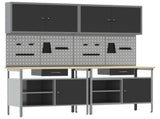 Work Bench Set 8 pcs Black and Grey Powder-Coated Steel 3321494