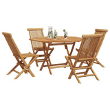 Garden Dining Set Folding 5 pcs Brown Solid Teak wood 3385969