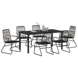 Garden Dining Set 7 pcs Black Powder-Coated Steel 3379174