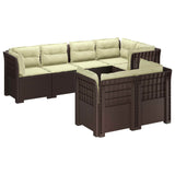 7-Seater Garden Sofa with Cushions Rattan Look PP Brown 3444162