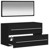 Bathroom Cabinet with Mirror Black Engineered Wood 833880