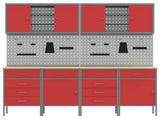 Work Cabinet with Drawer 10 pcs Red Engineered Wood and Steel 3321491