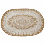 Area Rugs Floral Natural with White Print 122 x 183 cm Jute 42010826
