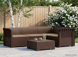 4-Seater Garden Sofa with Cushions Rattan Look PP Brown 3443968