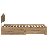 Bed Frame with Drawer Artisan Oak 90 x 200 cm Engineered Wood 3413246