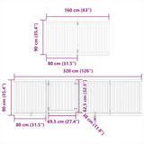 Dog Gate with Door Foldable 8 Panels Brown 640 cm Poplar Wood 3155694