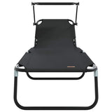 Folding Sun Lounger Folding Black 190 x 57 x 81 cm Oxford 42003129