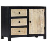 Hand Carved Side Cabinet Grey 75x35x60 cm Solid Mango Wood 282724