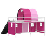 Kids'Loft Bed Frame White and Pink 100 x 200 cm Metal 42020869
