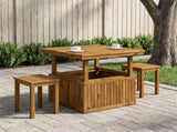 Garden Coffee Table Solid Acacia Wood Height Adjustable Natural 901243
