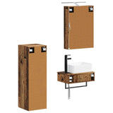 Bathroom Cabinet Set 4 pcs Old Wood 50 x 14.5 x 70 cm 3407397