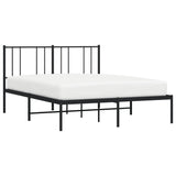 Metal Bed Frame without Mattress with Headboard Black 160x200cm 352483
