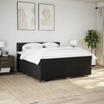 ZNTS Box Spring Bed with Mattress Black 180x200 cm Fabric 3285976
