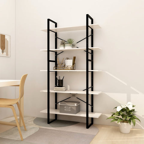 5-Tier Book Cabinet White 100x30x175 cm Pinewood 3082004